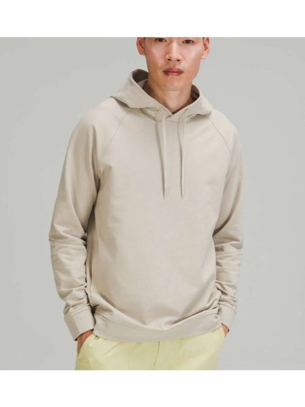 Lululemon City Sweat Pullover Hoodie Men Large Raw Linen French Terry EUC